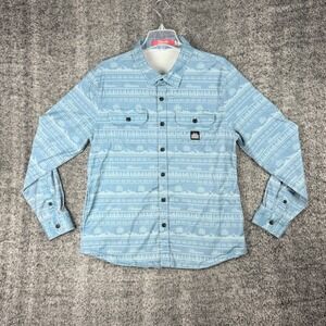 Shinesty Smashburger Men's Large Blue Mountain Print Button Down Shirt Stretch